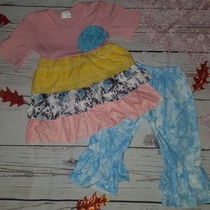 Boutique icing ruffle pants set XS NEW